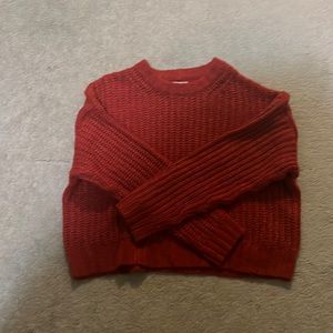 American Eagle Red Cropped Knit Sweater
